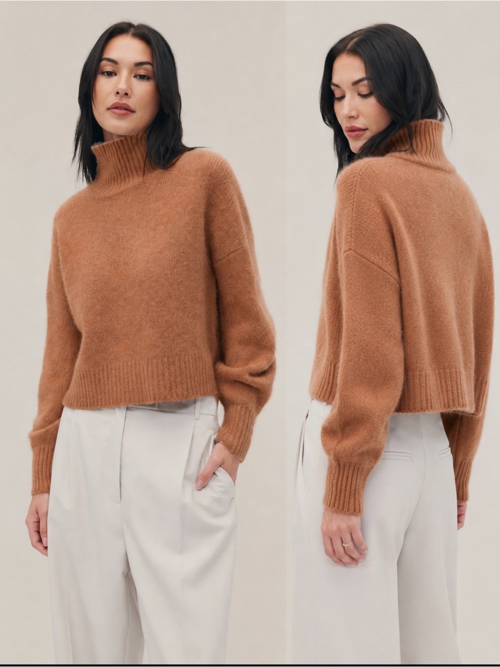 NAADAM 100%premium Cashmere Relaxed Ribbed
Turtleneck Sweater - Mocha Brown